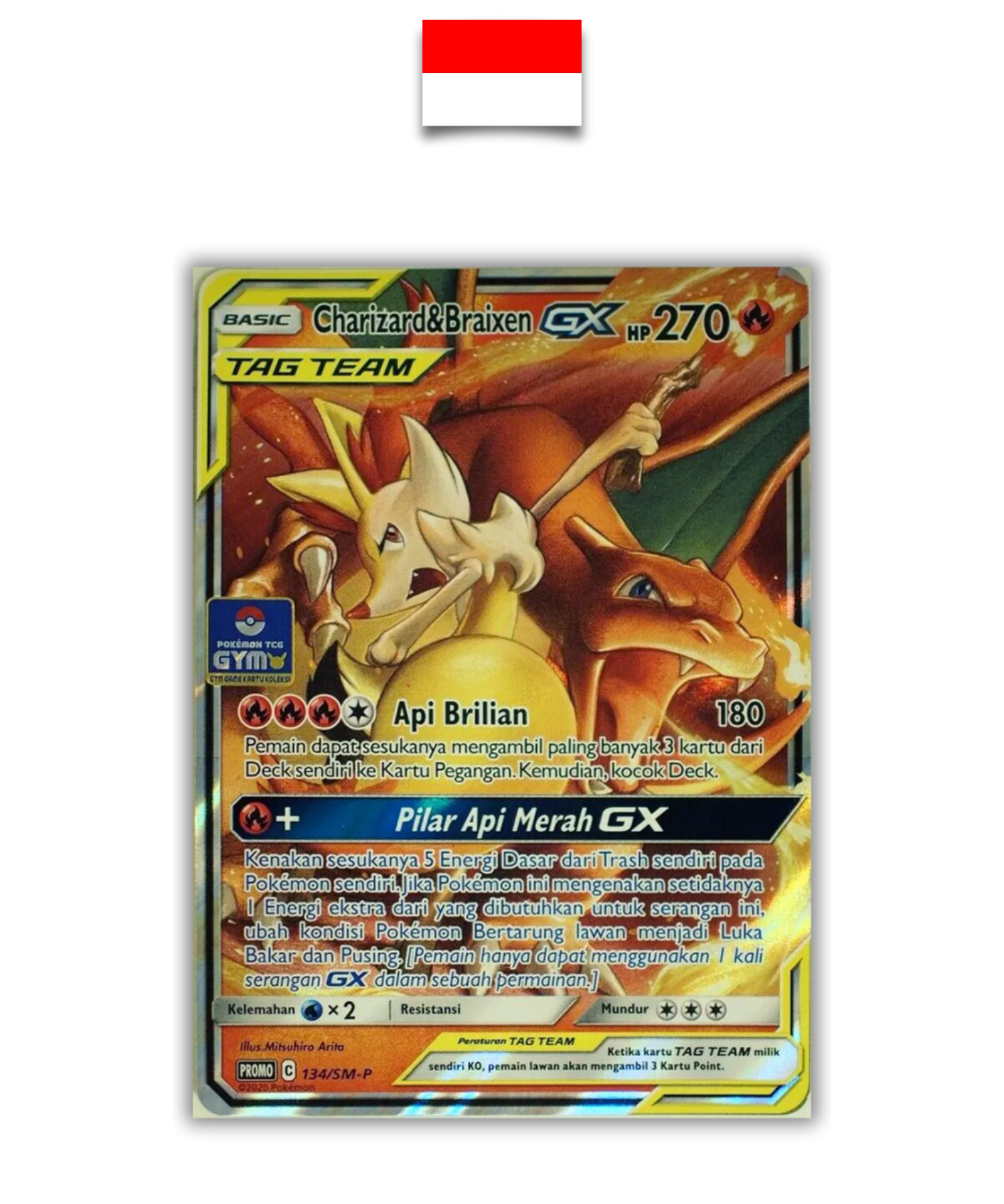 Carte Pokémon – Dracaufeu Roussil Tagteam GYM 134/SM-P – Indonésien - Quest Corner