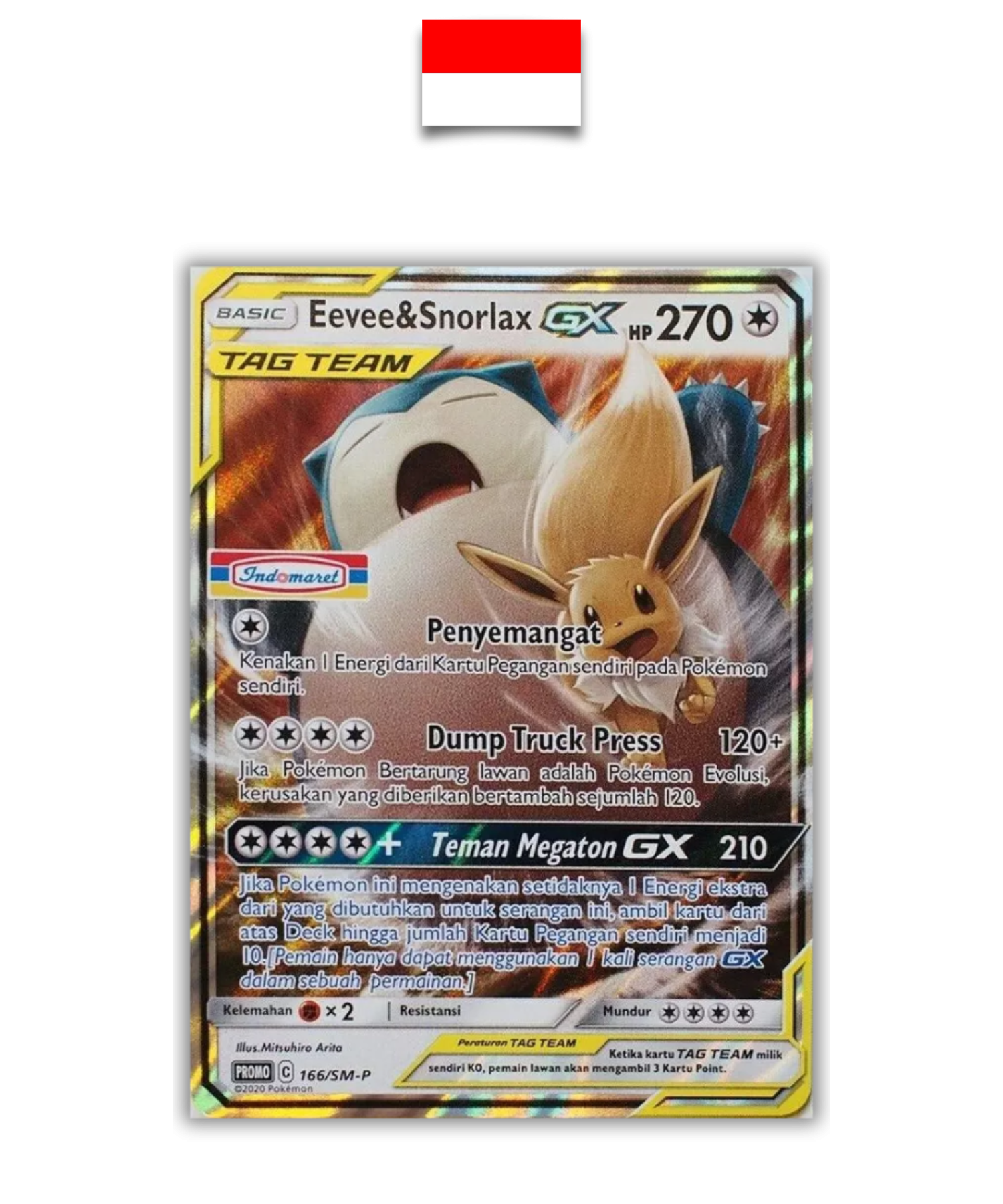 Carte Pokémon – Evoli Ronflex Tagteam Indomaret 166/SM-P – Indonésien - Quest Corner