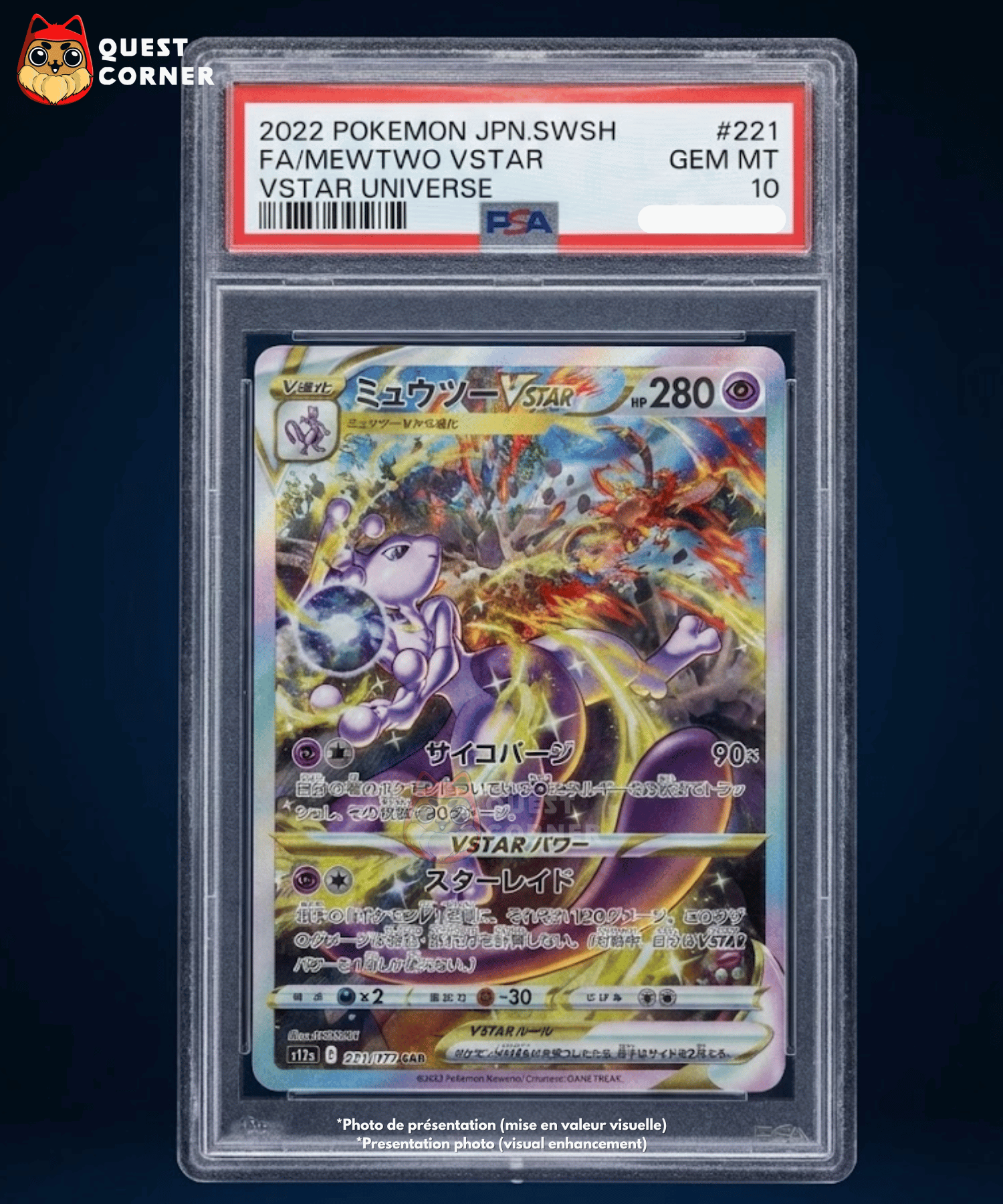 Carte Pokémon Gradée – Mewtwo VSTAR 221/172 SAR – S12a VSTAR Universe – PSA 10 – Japonais - Quest Corner