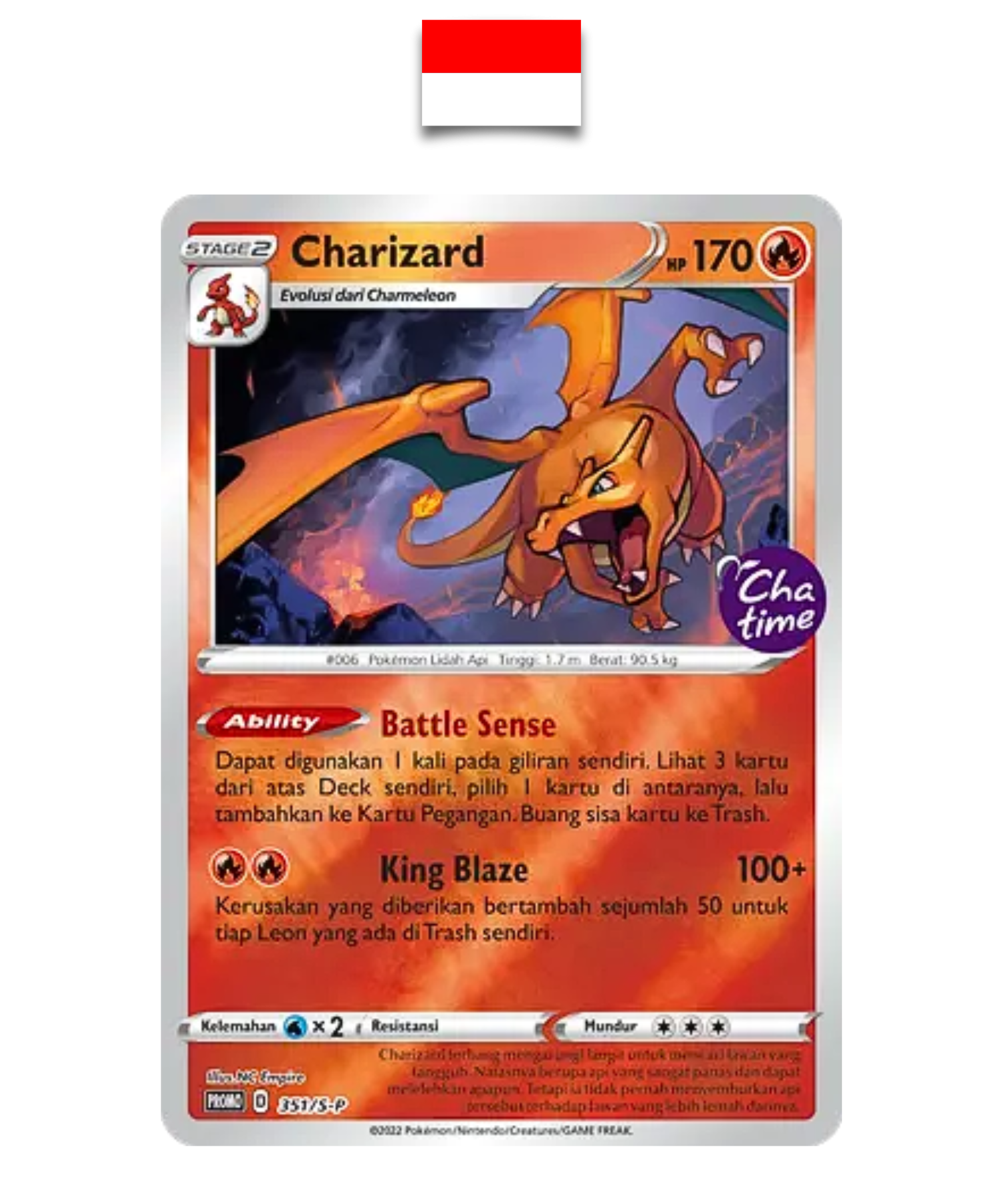 Carte Pokémon – Dracaufeu 351/S-P Promo Cha Time – Indonésien - Quest Corner