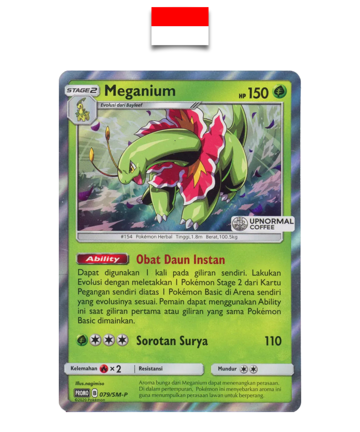 Carte Pokémon – Méganium 079/SM-P Promo Upnormal Coffee – Indonésien - Quest Corner
