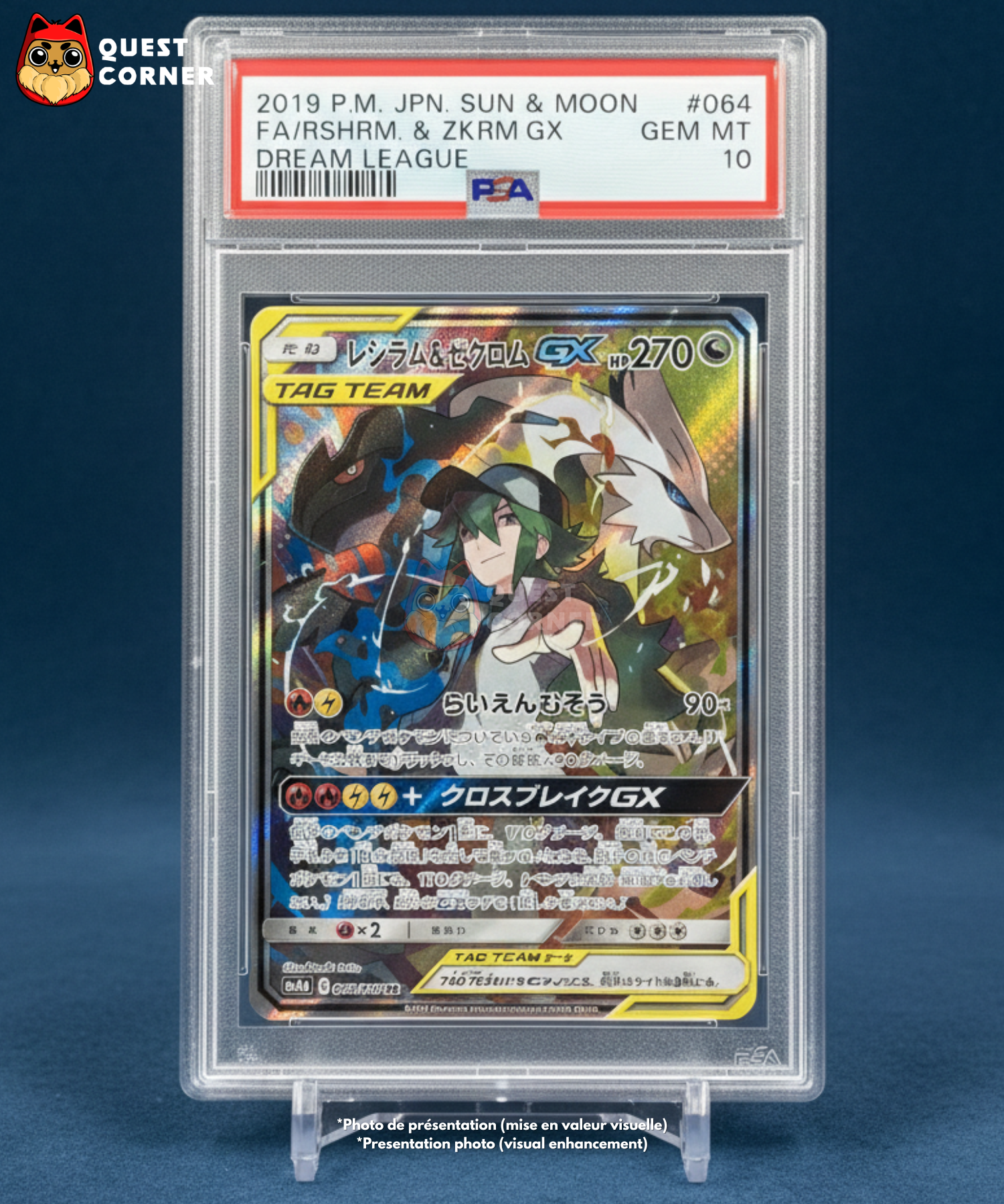 Carte Pokémon Gradée – Reshiram & Zekrom GX 064/049 SR – Dream League SM11b – PSA 10 – Japonais - Quest Corner
