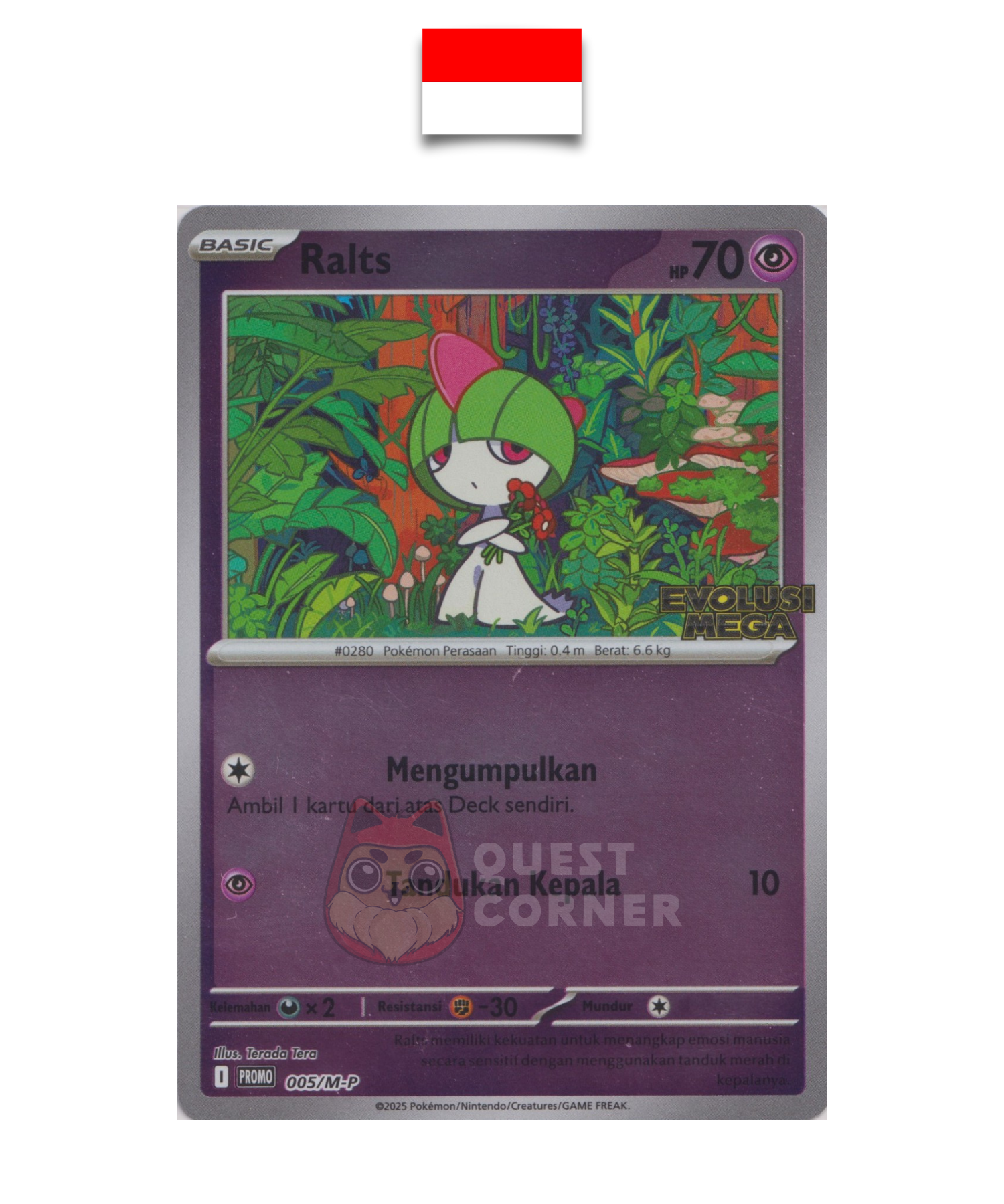 Carte Pokémon – Tarsal 005/M-P – Reverse Holo – Promo Stamp – Evolusi Mega – Indonésien