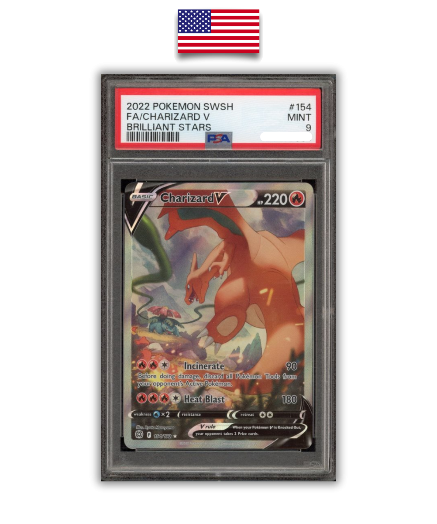 Carte Gradée Pokémon – Dracaufeu V Brilliant Stars – PSA 9 – Anglais - Quest Corner