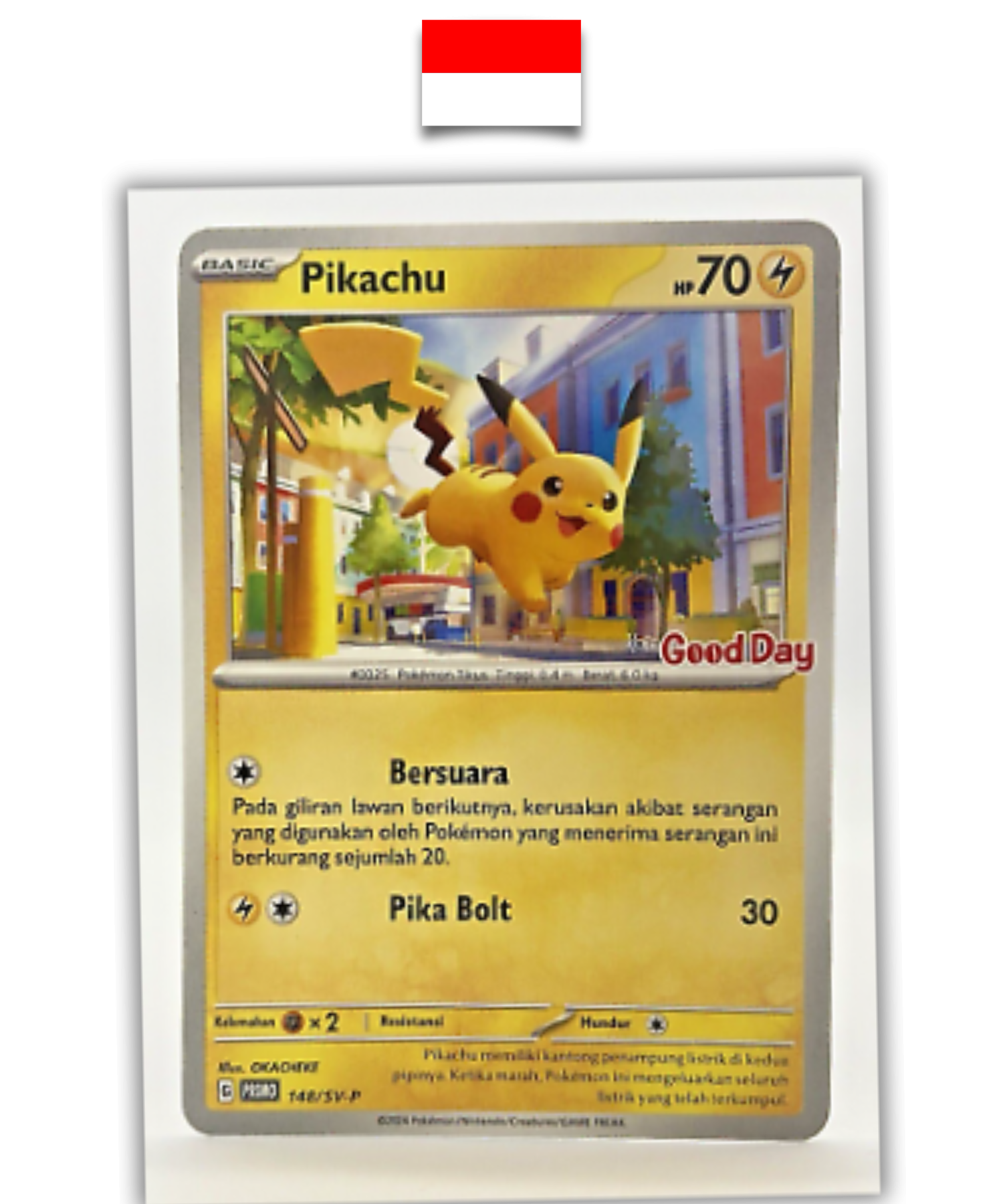 Carte Pokémon – Pikachu 148/SV-P Promo Good Day – Indonésien - Quest Corner