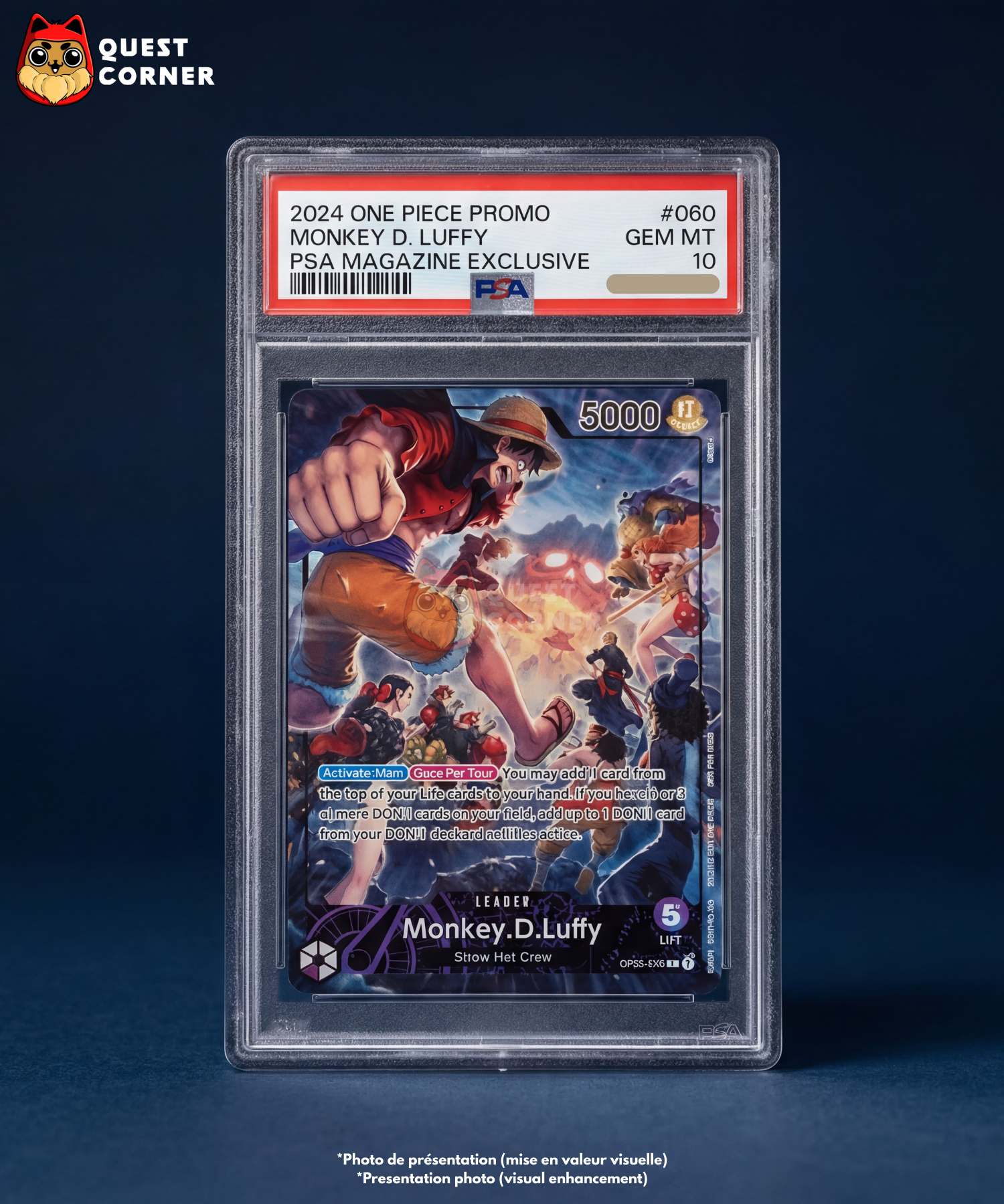 Carte Gradée One Piece – Monkey D. Luffy OP05-060 – PSA Magazine – PSA 10 – Anglais - Quest Corner