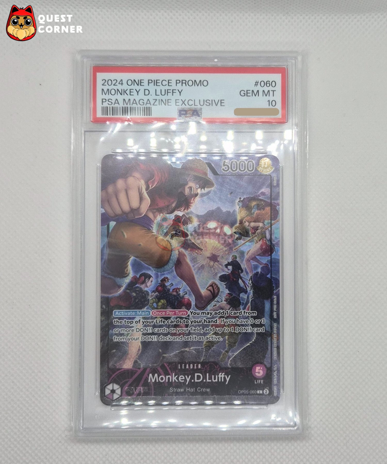 Carte Gradée One Piece – Monkey D. Luffy OP05-060 – PSA Magazine – PSA 10 – Anglais - Quest Corner