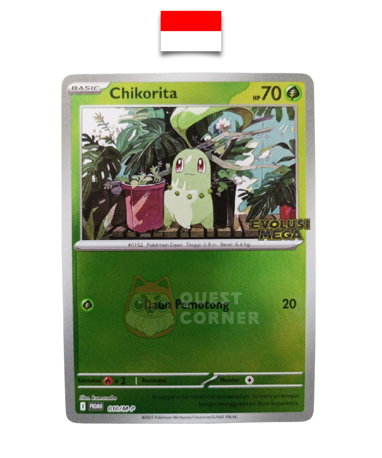 Carte Pokémon – Germignon 010/M-P – Reverse Holo – Promo Stamp – Evolusi Mega – Indonésien - Quest Corner