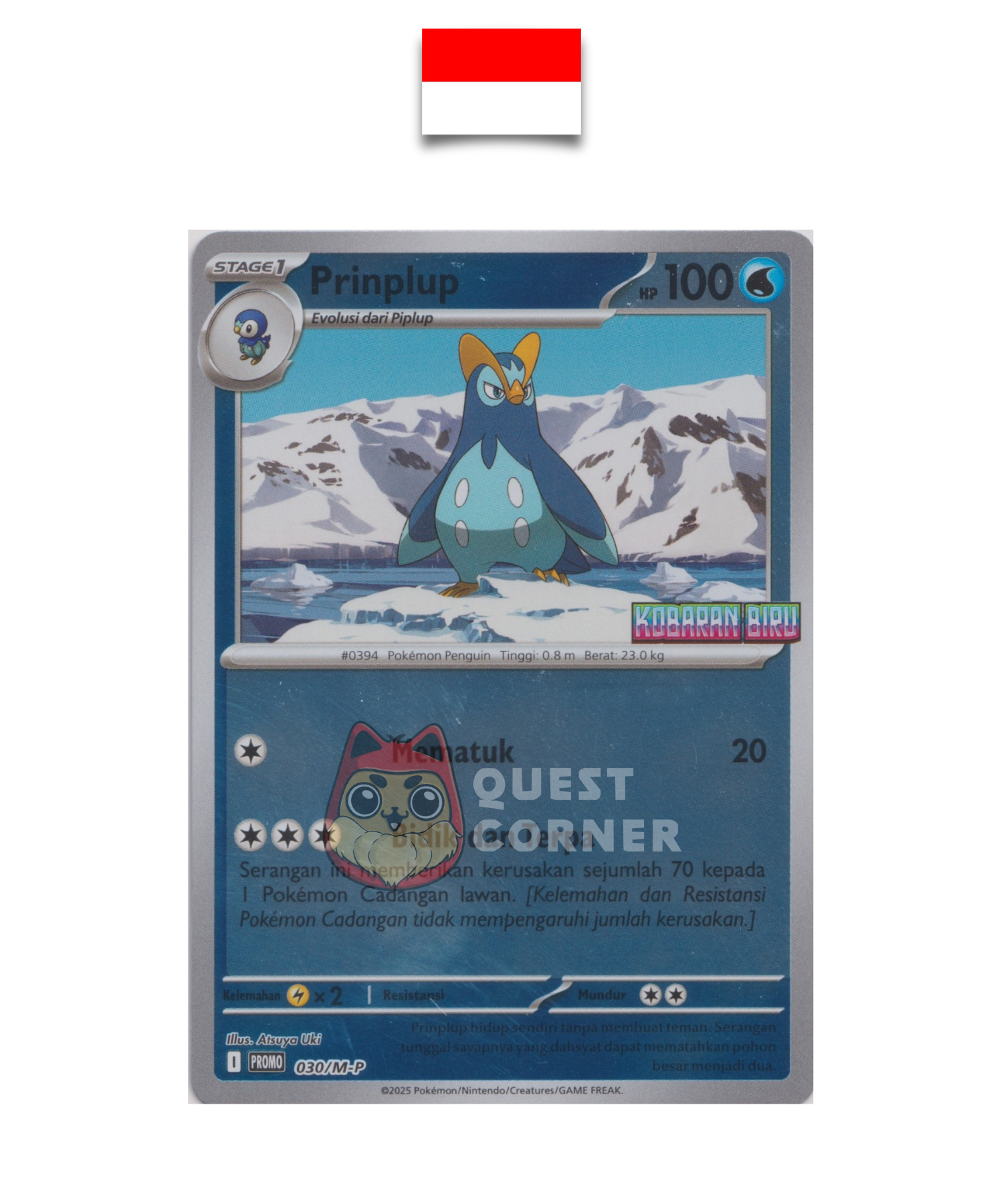 Carte Pokémon – Prinplouf 030/M-P – Reverse Holo – Promo Stamp – Kobaran Biru – Indonésien - Quest Corner