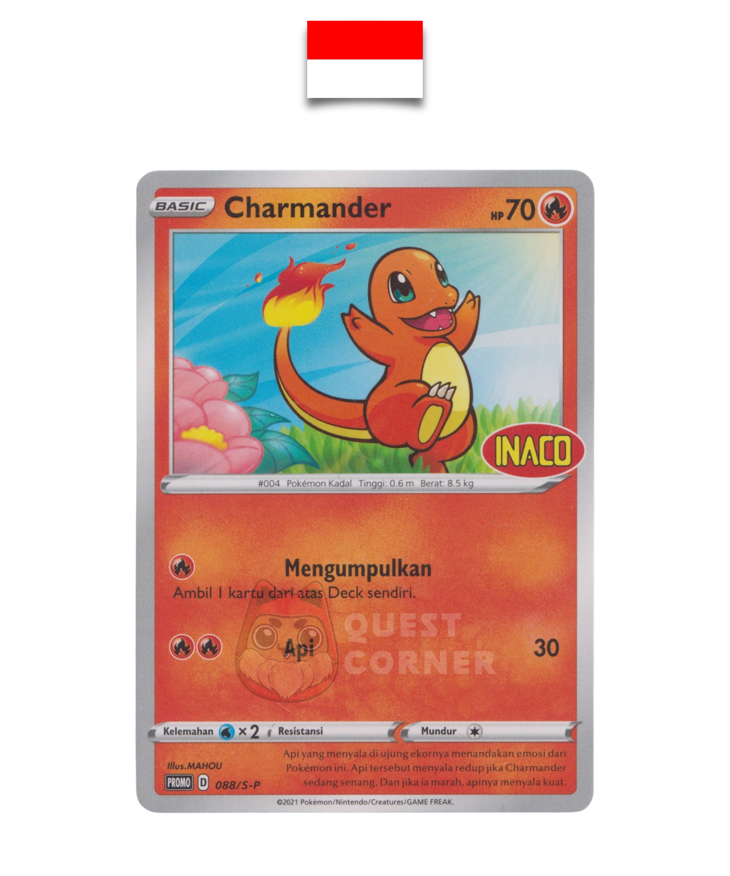 Carte Pokémon – Salamèche 088/S-P – Promo Stamp – INACO – Indonésien - Quest Corner