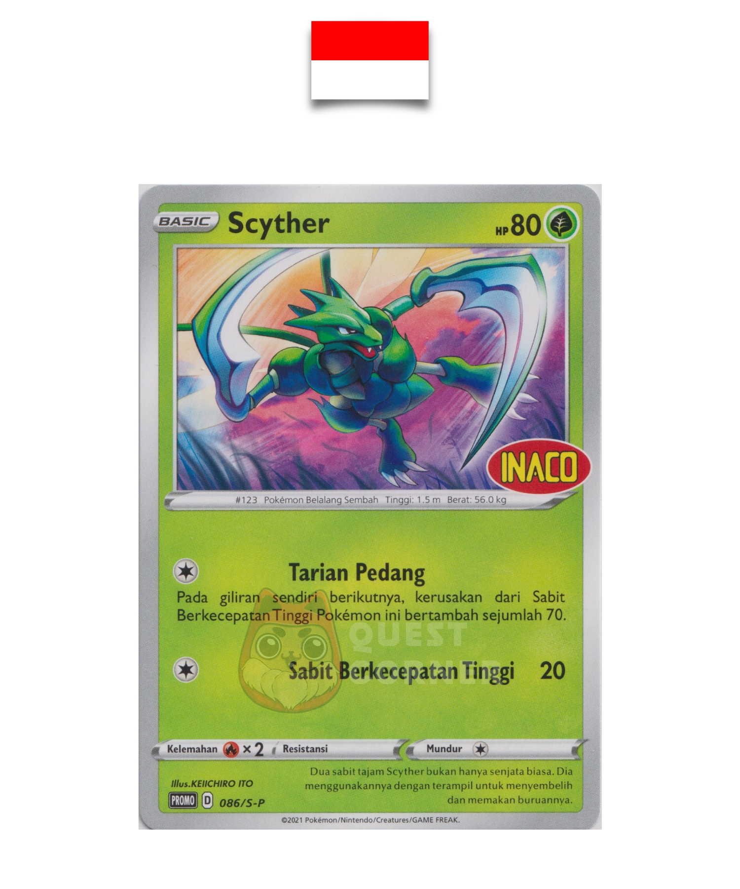 Carte Pokémon – Insécateur 086/S-P – Promo Stamp – INACO – Indonésien - Quest Corner