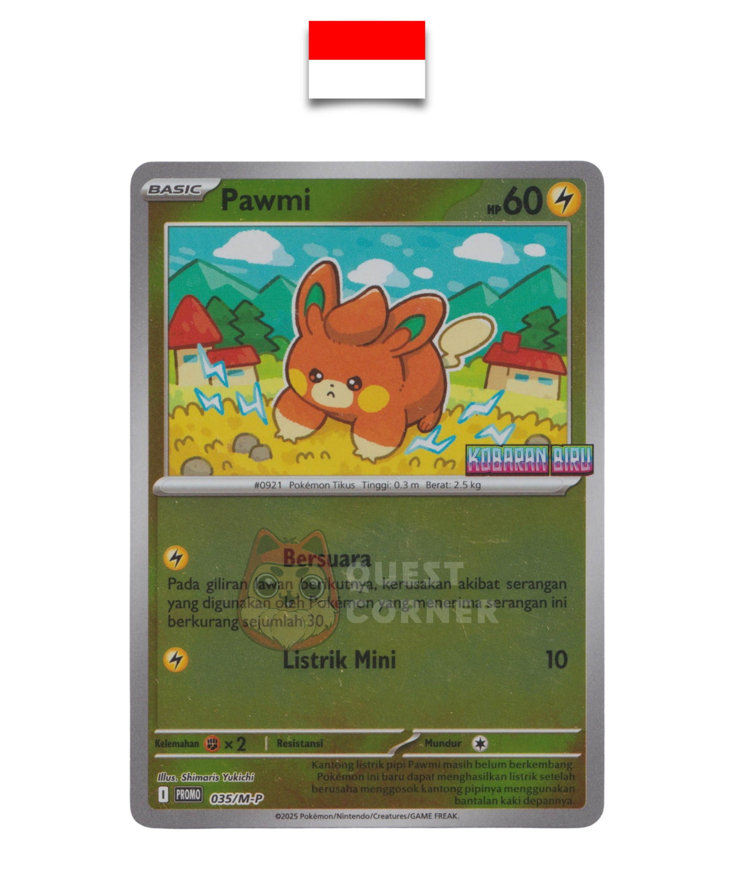Carte Pokémon – Pohm 035/M-P – Reverse Holo – Promo Stamp – Kobaran Biru – Indonésien - Quest Corner